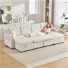 Lubvtti Divano moderno a 4 posti,Con chaise longue,Include portabicchieri e porta USB,Divano modulare a U,Divano letto multifunzionale a 4 posti,Con spazio di archiviazione,Beige,velluto a coste