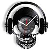 AVJERA Guang Trading 30cm Orologi da parete teschio musica cuffie dj wall Art teschio spaventoso Porta auricolari decorazioni per la casa musica teschio dischi in vinile Orologi da parete orologio da parete