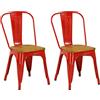 Totò Piccinni Sedia Industry in Metallo Design Industriale (2 Sedie, Wood/Rosso)