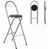 Liink1Ga Set di 2 Sgabello Bar Alto Pieghevole Pieghevole Portatile Cucina con Schienale, Sedie Sgabelli Alti Pieghevoli per Interno Esterno in Cucine/Bar/Bistrot/Campeggio/Nero Seduta/Altezza 75CM