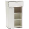 The White Stone Armadietto Bianco 2 Ante + Cassetto 60 × 105× 38 cm | Mobiletto Salvaspazio Moderno con 2 Ripiani Regolabili | Già Assemblato per Camera, Ingresso, Bagno e Soggiorno