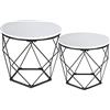 Ribelli Set di 2 Tavolini da Salotto Rotondi, Tavolini Contenitori in Legno e Metallo, Tavoli da Caffè con Piano Rimovibile, per Soggiorno, Camera da Letto, bianco/nero, 500733