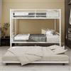 Lubvtti Letto a castello per bambini in metallo con letto estraibile,trasformabili in due letto singolo, letto per bambini 90x190 cm con scaletta e ringhiera (A-Bianco)