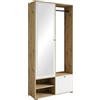 Muebles Slavic Armadio d'ingresso con specchio Dino 90 x 190 cm, ingresso, scarpiera, armadio con appendiabiti, (Artisan/bianco)