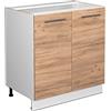 Vicco Mobile lavello cucina Fame-Line, Rovere dorato, 80 cm con ripiano, senza piano di lavoro, per la combinazione con altri moduli della serie Fame-Line