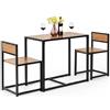COSTWAY 3 Pezzi Set Mobili da Pranzo, con Tavolo e 2 Sedie da Cucina, Struttura di Metallo e Legno, Rustico Elegante (Nero + Beige)