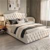MOTUZP Letto Matrimoniale con Contenitore 140 x 200 cm, Rete a Doghe in Legno