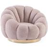 KONTE.DESIGN Poltrona girevole FLOREL in tessuto effetto bouclé rosa antico