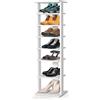 HOMASIS Scarpiera a 8 Ripiani, Scaffale Portascarpe in Legno, Organizzatore per Scarpe, Scaffale Multifunzionale, Scarpiera Salvaspazio, per Ingresso, Salotto, 28,5 x 25,5 x 110 cm (Bianco)