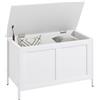 HOMCOM Camera da letto Cassapanca 95 L Panca di stoccaggio con coperchio Cerniera di sicurezza per corridoio Soggiorno 80x40x50 cm Bianco venato
