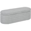 HOMCOM Panca Camera da Letto Imbottita, Panca Contenitore in Tessuto Teddy con Gambe in Legno di Eucalipto per Ingresso, Corridoio e Soggiorno, 116x41x40.5cm, Grigio Chiaro