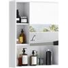 kleankin Armadietto Bagno a Specchio con Ripiani Regolabile, Specchio Bagno Contenitore con Porta Salvaspazio, Montaggio a Parete, 60x15x76 cm, Bianco