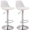 CLP Set 2 Sgabelli Design Kiel In Polipropilene E Similpelle I Coppia Sedie Bar Cucina Girevoli E Regolabili | Colore bianco Colore del telaio cromo