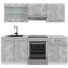 Vicco Cucina componibile R-Line, Cemento/Bianco, 200 cm, PL Marmo, adatto per l'espansione individuale con moduli aggiuntivi