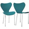 Rcynview Set di 2 Sedia Pranzo, Sedie Sala da Pranzo Moderne con Design a Schienale, Blu Pavone Sedie Cucina in Polipropilene e Robuste Gambe in Metallo, Adatte per Sala da Pranzo, Soggiorno, Cucina, Ufficio