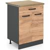 Vicco Mobiletto base per cucina R-Line, Rovere dorato, 60 cm, AP Oak, per la libera combinazione all'interno di sistemi cucina modulari