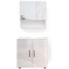 Vicco Set mobili bagno Irma, Bianco lucido 80 cm | 2 pezzi · Mobile sottolavabo · Armadietto a specchio