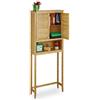 Relaxdays Mobile per Lavatrice LAMELL, da Bagno, bambù, HLP: 170x70x22,5 cm, Lavanderia, Asciugatrice, Legno Naturale, Marrone