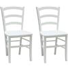Vicentini arreda SET 2 SEDIE IN LEGNO SHABBY CHIC BIANCO VENEZIA SEDUTA LEGNO