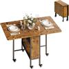 Blishom Tavolo da Pranzo Pieghevole, Tavolo da Cucina Mobile adatto per 4-6 Persone e con Scaffale Aperto, Salvaspazio Richiudibile, Ideale per Soggiorno, Cucina e Ufficio, 130x80x74 cm, Retro