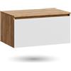Planetmöbel Arisa Mobile lavabo senza lavandino 80 cm Rovere Dorato Bianco, Mobili da bagno per WC ospiti e bagno per ospiti