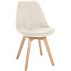 CLP Sedia da Pranzo Linares Plastic I Tessuto I Velluto I Corda I Aspetto Pelle I Poltrona con Struttura in Legno, Colore:Beige, Materiale:Cordone