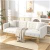 Ojiuboo - Divano letto moderno e versatile, a due piazze, pieghevole, con schienale e braccioli regolabili, rivestimento in velluto, ideale per il soggiorno, con comodi cuscini, 215 x 81,5 cm (bianco)
