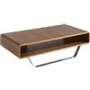 AC ANGEL CERDÁ Angel Cerdá - Tavolino Salotto Moderno in Legno Noce con Portariviste | Tavolino Rettangolare con Vano a Giorno | Gambe in Acciaio Cromato | Ideale per il Soggiorno | 120 x 60 x 36 cm