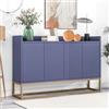 FEEOHOME Credenza Bas, mobile portaoggetti con gambe in metallo, mobile da cucina con 4 ante e ripiani regolabili, armadio da cucina 120 x 30 x 80 cm per sala da pranzo, soggiorno (blu)