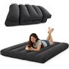 bananair Futon Giapponese 2 Persone Comodo e Spesso, Prodotto in Francia, Sfoderabile, Materassino Pieghevole, Tatami Giapponese Pratico-Letto Singolo, Cinghia di Fissaggio inclusa (140 x 190 cm, Grigio Scuro)