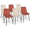 IDMarket - Set di 6 sedie MILA in velluto misto terracotta e beige x3