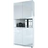 Vladon Logan V2, mobile per ufficio, schedario con 5 scomparti e 4 ante, bianco opaco/bianco lucido (82 x 184 x 37 cm)
