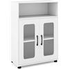 LIFEZEAL Mobiletto Bagno Salvaspazio, Armadietto Bagno da Terra, con Ripiano Regolabile, 2 Ante, Scomparto Aperto, Antiribaltamento, Moderno, Basso, Cucina, Soggiorno, in Legno, 60x30x83cm (bianco)
