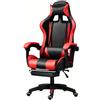 sinlikon Sedie da Ufficio Ergonomiche, Traspiranti, Poltrona da Ufficio con Altezza Regolabile con Supporto per Braccio, Cuscino, Ruote (Stile G-Rosso)