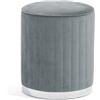 SIEDITI FUORI E DENTRO Pouf in velluto trapuntato e base cromata, ⌀36 cm, per arredamento interno/camera da letto/soggiorno/ingresso Ruby (Velluto Grigio Scuro, Base Argento)