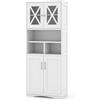 GIANTEX Armadietto da Bagno Slim con 4 Ante, Ripiano Regolabile e 3 Scomparti Aperti, Mobile Alto per Bagno e Soggiorno, Moderno，2 Colori