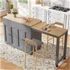 Wyibwy Tavolo da bar allungabile (118-180×50×94cm), isola da cucina allungabile con spazio di archiviazione, con sei ripiani, tavolo da bar, per sala da pranzo, da utilizzare come divisorio, grigio