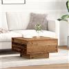 HETFTJN Tavolino da Caffè in Legno Naturale Rustico con Cassetto Quadrato Marrone 55x55x31 cm per Soggiorno Accanto al Divano Tavolino Basso Salotto