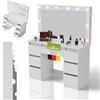 Juskys Toeletta Lilia con specchio LED, 7 cassetti, 3 livelli di luce, molto spazio, design moderno, compatta e facile da pulire per il trucco - Bianco