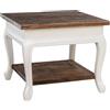 CLP Tavolino quadrato in legno 60x60 cm Thordis, tavolo da salotto a 2 livelli con spazio di archiviazione, stile Shabby Chic rustico, Colore:marrone scuro, Dimensione:60x60 cm