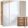 Lomadox Mobile da bagno con specchio 80 cm, quercia Wotan Nb. Nb. 3 ante, L/H/P ca. 80/75/16 cm