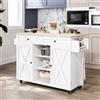 HOLTICO Isola Cucina Pieghevole con Ruote Bloccabili, Carrello Cucina Multifunzione con Piano Ribaltabile e Armadio di Stoccaggio, Arredo Salvaspazio per Cucina e Sala da Pranzo, Neve Bianco