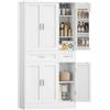 Hzuaneri Credenza Cucina, Mobile Alto da Cucina, 40 x 92 x 180 cm, Bianco | 6 Ante, 2 Ampio Cassetto Grande, Scaffale Portaoggetti Dietro la Porta, Moderno, Cucinas, Soggiorno, PT30003X