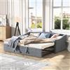 CXHLXYR Divano letto convertibile 90/180 x 200 cm, moderno divano letto letto a 2 posti con rete a doghe, divano letto multifunzionale in tessuto velluto, materasso non incluso (grigio, 90 x 200)