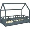 IDMarket - Letto a capanna per bambini 80 x 160 CM NEREE grigio con struttura letta e sponde