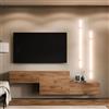 Planetmöbel, mobile a parete attrezzato per soggiorno, 2X 160 cm, oro rovere, moderno, armadio TV con 2 ante per ripostiglio, sospeso o a terra