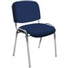 IDEALSEDIE DI GALIZIA MICHELE IDEALSEDIE - Sedia Scrivania Senza Rotelle con Telaio Cromato, Sedia Ufficio Senza Ruote Comoda, Impilabile, Sedie per Sala d'Attesa, Sala Riunioni, Conferenze (Tessuto, Blu Spugna)