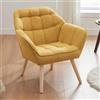 Ya-Home Poltrona Imbottita Poltroncina Moderna in Tessuto di Lino Sedia da Salotto con Gambe in Legno Poltrone con Braccioli per Camera da Letto/Soggiorno, Giallo