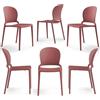 REDÒKASA Set 6 sedie in polipropilene JASMINE, impilabile, resistente ai raggi UV, design moderno, ideale per sala da pranzo, cucina, sala d'attesa, bar, ristoranti o giardino (Mattone, 6)