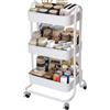 Shally Dogan Carrello Portaoggetti da Cucina Slim a 3 Livelli, Carrellino da Portata Salvaspazio con Ruote, Scaffale Multiuso Stretto, Organizer Robusto, Design Minimal, 46 x 40 x 84 cm (Bianco)